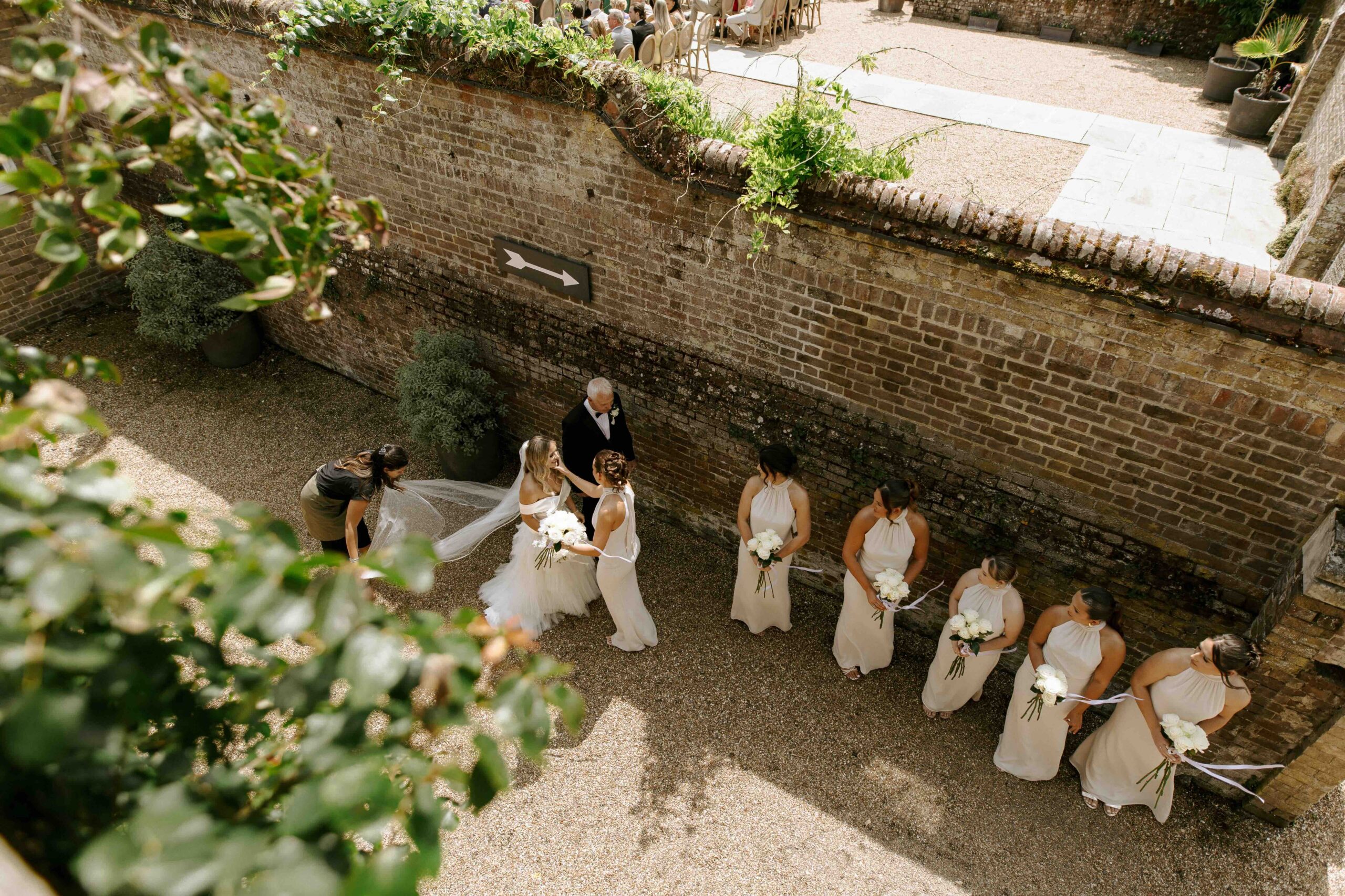 Bride and bridesmaids before the wedding ceremony at Ripple Court Estate