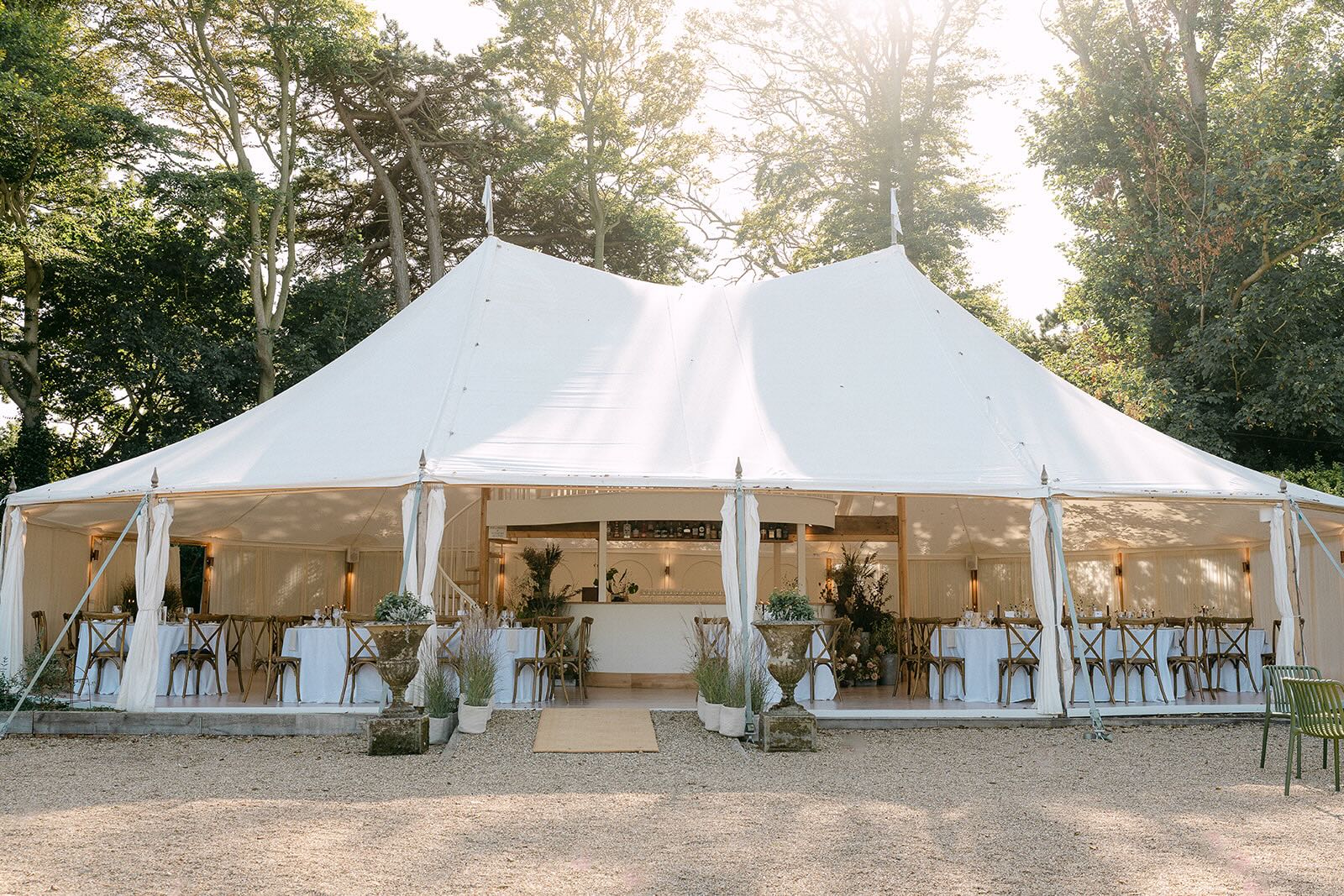 Wedding Pavilion at Ripple Court Estate set for a wedding reception